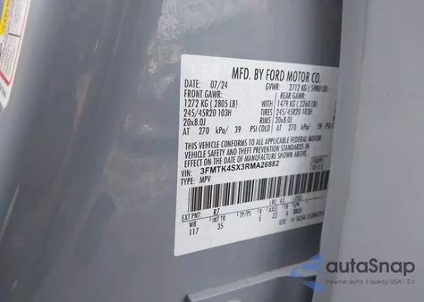 2024 Ford Mustang Mach-E Gt z USA, uszkodzony, nr VIN 3FMTK4SX3RMA26882